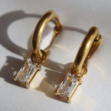 Mini Baguette Drop Huggie Earrings - Gold