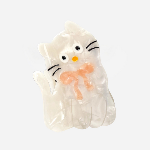 *COMING SOON* Cat with Bow Hair Claw Clip - White