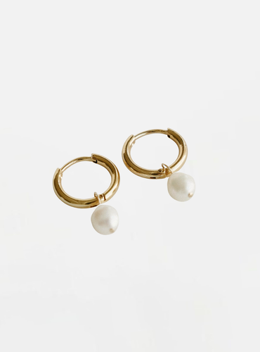 Eloise Pearl Hoops Earrings - Gold