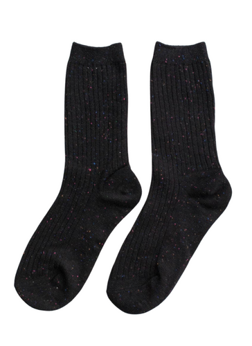 Confetti Ribbed Socks - Black