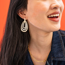 Mila Geometric 3-Tier Teardrop Earrings Brass