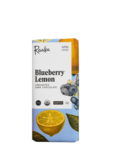 60% Blueberry Lemon Unroasted Dark Chocolate Bar