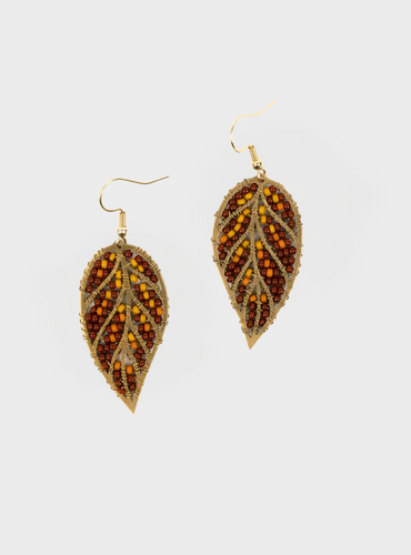 Beaded Leaves Earrings - I