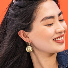 Cami Round Open Leaves Threader Earrings Brass