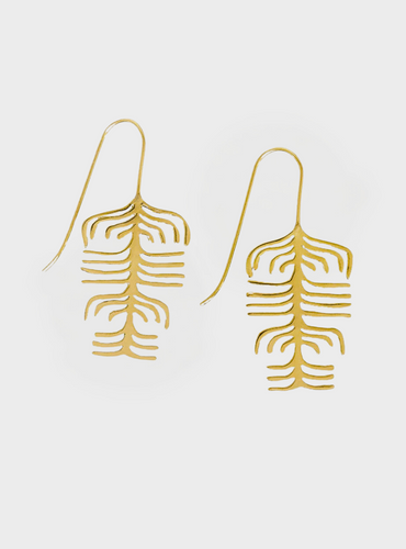 Anetra Botanical Abstract Threader Earrings - Brass