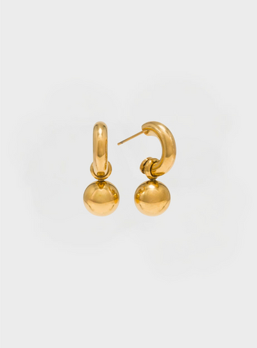 Waterproof Solstice Drop Hoop Earrings - Gold