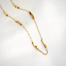Cube Beaded Chain Necklace - Gold