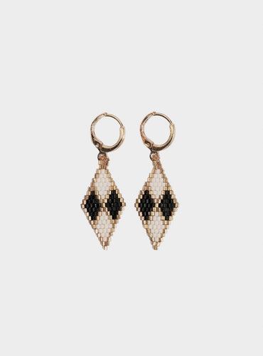 Carmen Mini Gold Hoop Mixed Triangles Beaded Drop Earrings - I