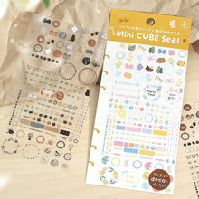 Sticker Sheet - Mini Cube Seal - Flower & Coffee