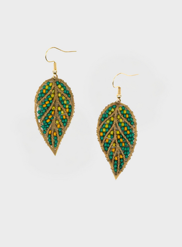 Beaded Leaves Earrings - II