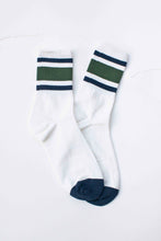 Unisex Athletic Stripe Crew Socks - Navy/Green