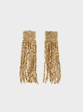 Mary Solid Beaded Fringe Earrings - Gold