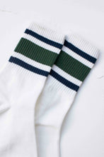 Unisex Athletic Stripe Crew Socks - Navy/Green