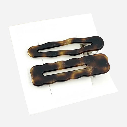 Stevie Acetate Hair Clips - Set of 2 - Moody Tortoise