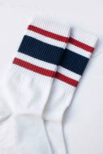 Unisex Athletic Stripe Crew Socks - Red/Navy