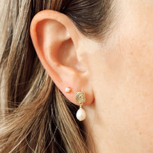 Zolo Spiral Pearl Studs Earrings - Gold