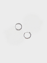 Petti Hoop Earrings with Black Zircons - Silver