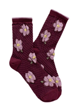 Hildi Floral Socks - Burgundy