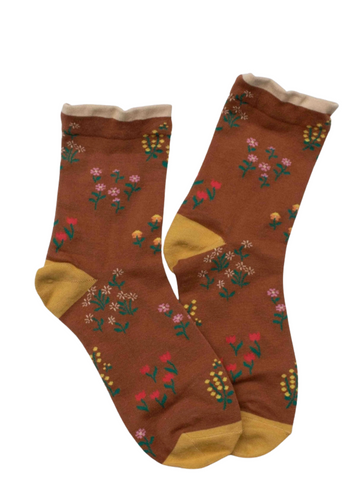 Penny Floral Socks - Rust