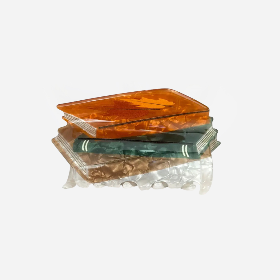 Book Short Stack Claw Clip - Earthy Tones