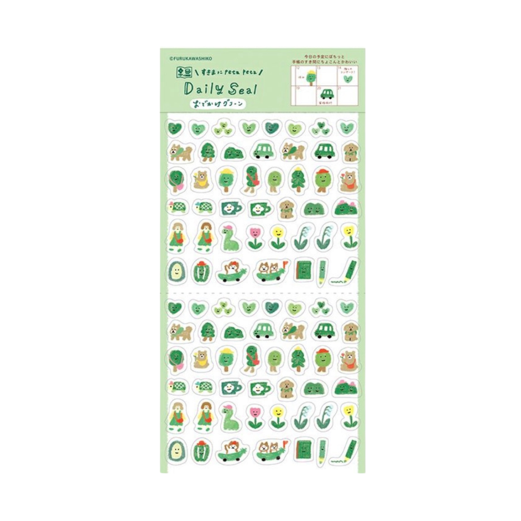 Sticker Sheet - Daily Seal Green - Watashi Biyori