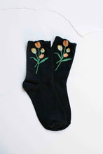 Tulip Bouquet Socks - Black
