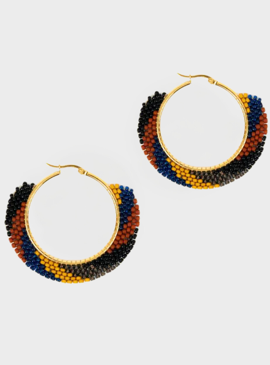 Swirl Beaded Hoop Earrings - II