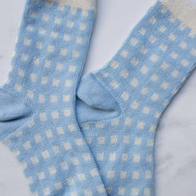 Woven Check Socks - Sky Blue