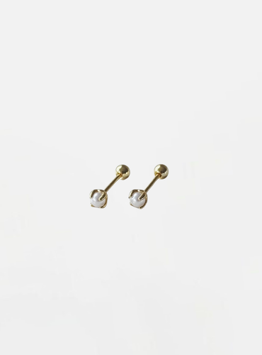 Itaro Pearl Screw-On Stud Earrings - Gold