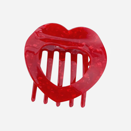 Heart Flat Claw Clip - Red