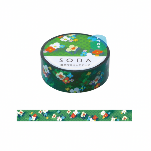 Washi Tape - Soda Floral Lawn Clear 15mm