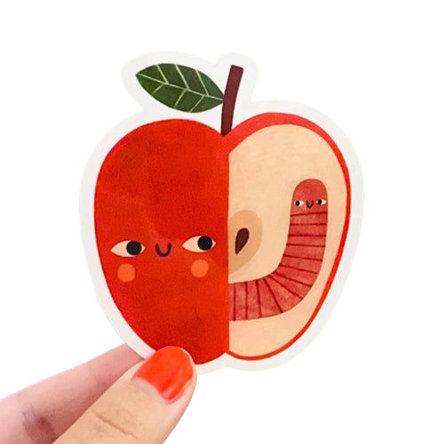 Apple + Worm Sticker