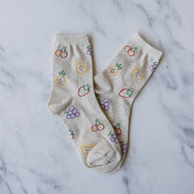 Fruit Sketch Socks - Oatmeal