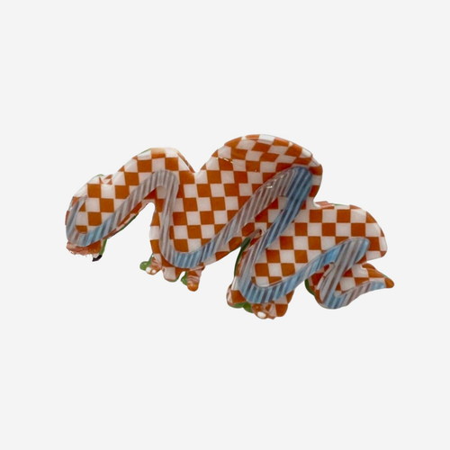 Wavy Cloud Claw - Caramel Check/Blue Stripe