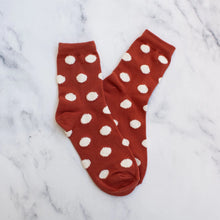 Polka Dots Puff Socks - Brick/Cream