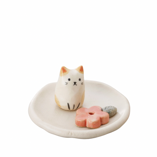 Cat + Flower Incense Holder