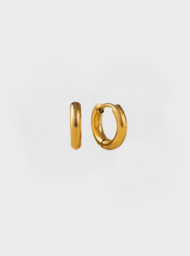 Waterproof 10mm Tube Hoop Earrings - Gold