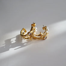 Vesper Pearl Star Double Hoop Earrings - Gold