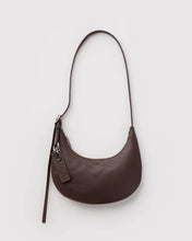 Small Recycled Leather Flat Crescent - Brown