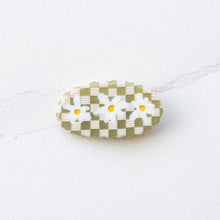 Eco-friendly Acetate Daisy Hair Clip - Moss Check