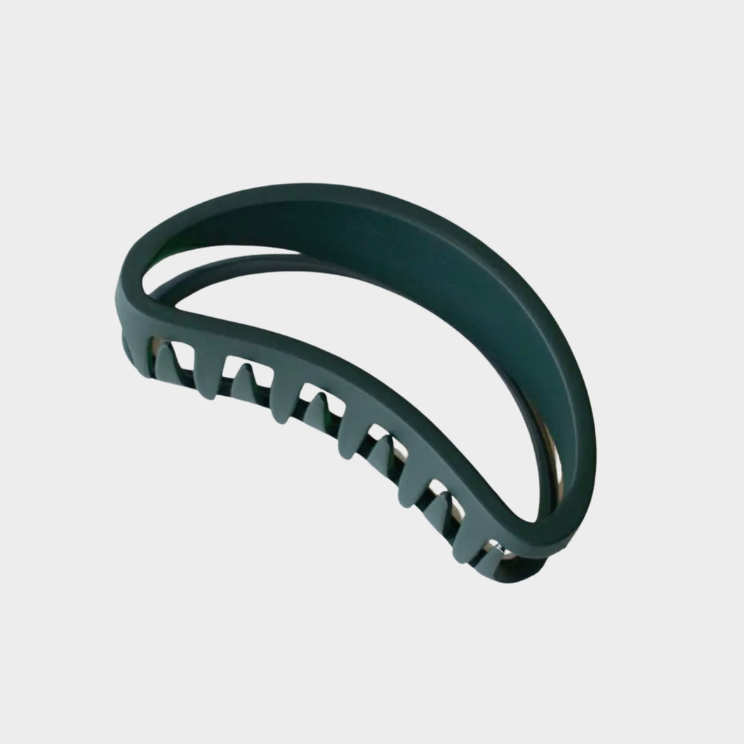 Curved Matte Claw Clip - Deep Green