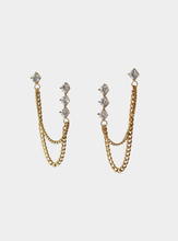 Bree Double Piercing Chain Earrings - Gold
