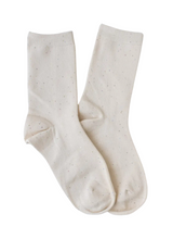 Mini Sequin Holiday Glitter Socks - Cream