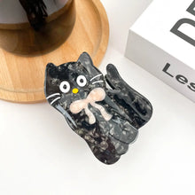 Cat with Bow Hair Claw Clip - Black