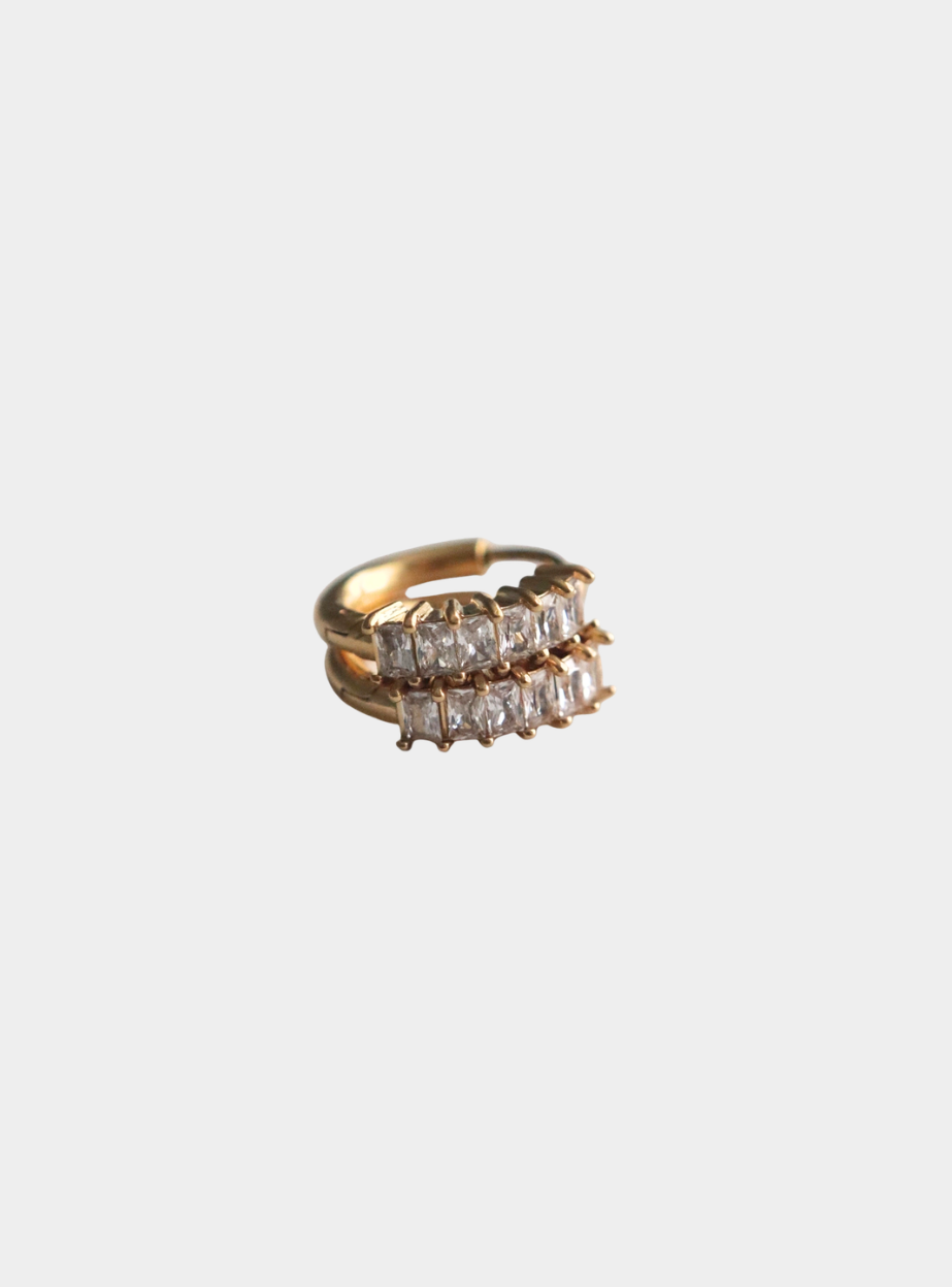 Brynley Baguette Hoop Earrings - Gold