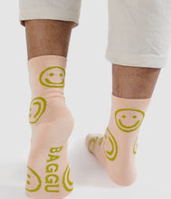 Crew Sock - Light Pink Happy