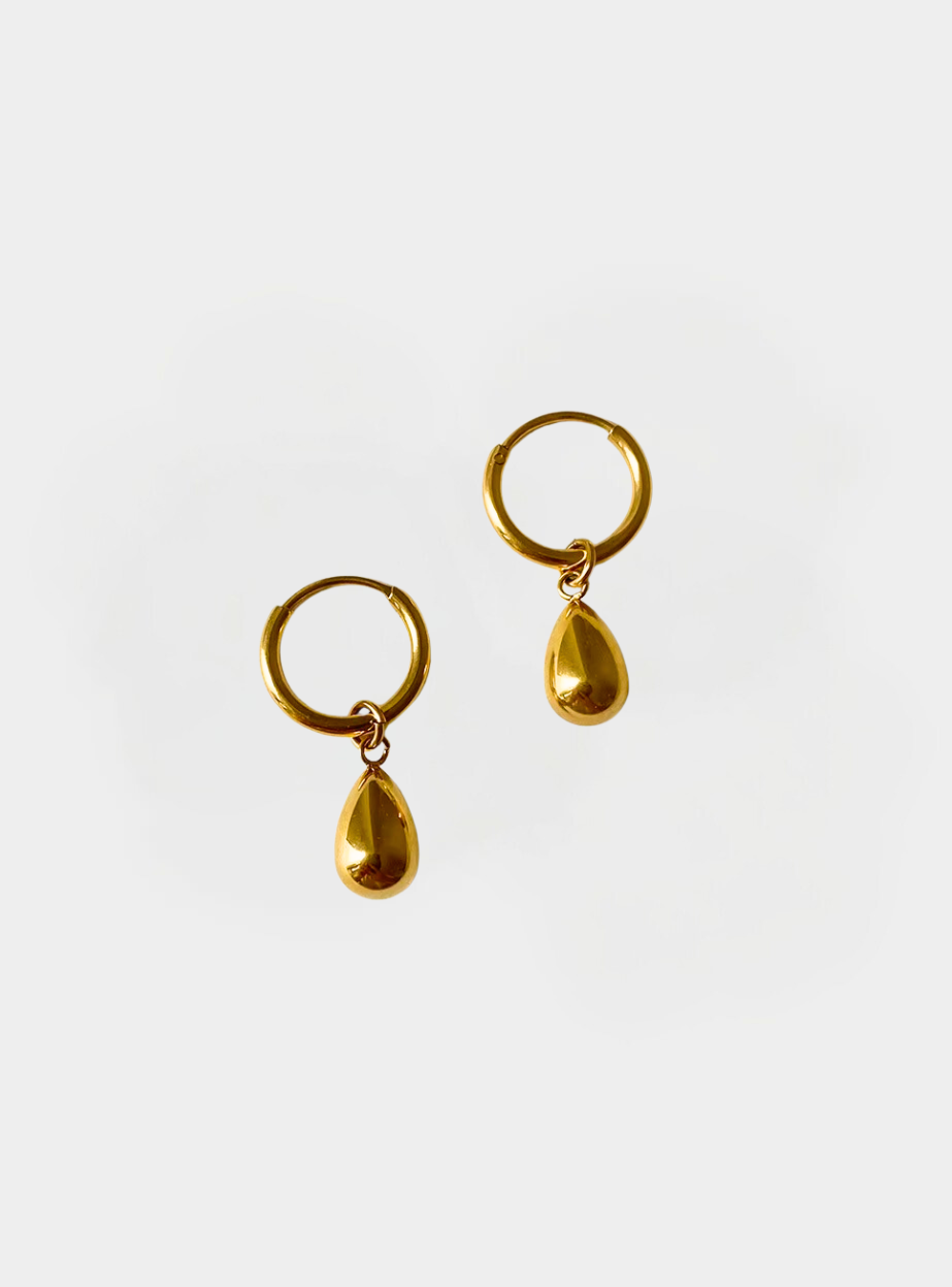 Nixie Drop Hoop Earrings - Gold