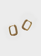 Rectangle Sparkle Hoop Earrings - Gold