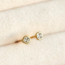 Mini Square Bezel Stud Earrings - Gold