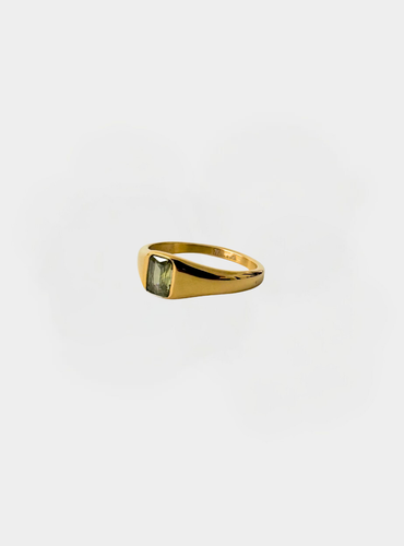 Mae Ring - Gold with Olive Stone